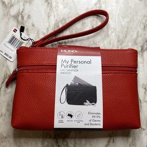 MUNDI My Personal Purifier UVC Sanitizer Wristlet Red Clutch Handbag Purse NWT